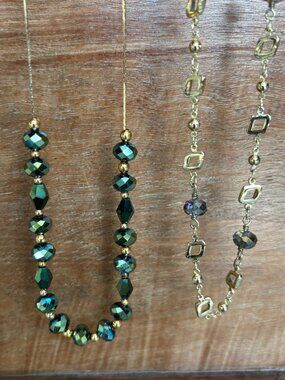 Set of Two Gold Base Beaded Necklaces
